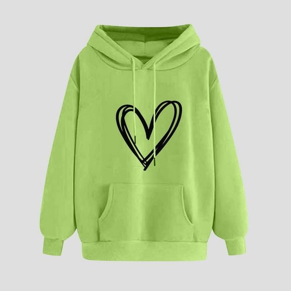 jjayotai Sweatshirts for Teen Girls, Heart Print Casual Hoodies Cute Sweaters Womens Long Sleeve Hooded Tops with Pocket