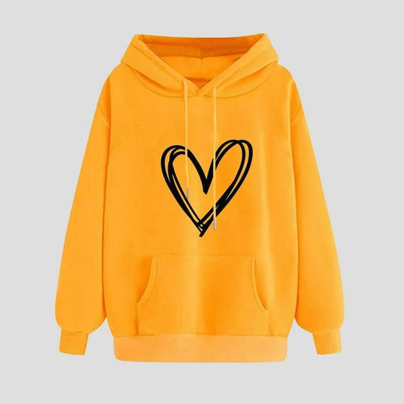 jjayotai Sweatshirts for Teen Girls, Heart Print Casual Hoodies Cute Sweaters Womens Long Sleeve Hooded Tops with Pocket