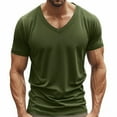 thumbnail image 1 of jjayotai T Shirts for Men Short Sleeve Tops Quick Dry V Neck Shirts Casual Stretch Summer Basic Tee Shirts, 1 of 6