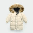 thumbnail image 1 of jjayotai Thicken Warm Kids Down Coat Winter Hooded Long Boys Girls Cotton Down Jackets Outerwears Children Clothing Beige 4-5 Years, 1 of 6