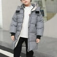 thumbnail image 1 of jjayotai Thicken Warm Kids Down Coat Winter Hooded Long Boys Girls Cotton Down Jackets Outerwears Children Clothing Black 6-7 Years, 1 of 8