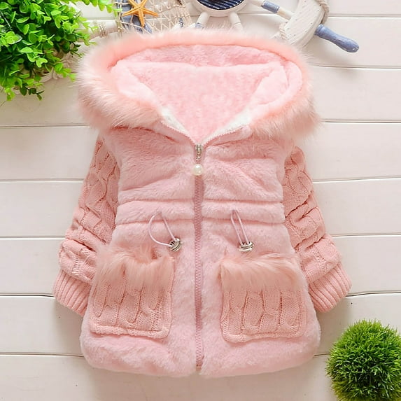 jjayotai Toddler Kids Baby Girl Winter Jacket Warm Coat Thick Outwear Hooded Snowsuit Pink 4-5 Years