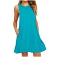thumbnail image 1 of jjayotai Women Dress Fashion Women Summer Casual Round-Neck Short Sleeve High Waist Mini Dress, 1 of 4