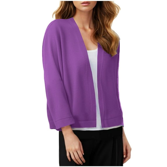 jjayotai Women's 3/4 Sleeve Cropped Cardigan, Lightweight Open Front Bolero Short Shrugs Casual Comfy Solid Fall Cover Ups