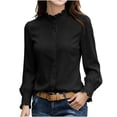 thumbnail image 1 of jjayotai Women's Button down Shirts Long Sleeve Smocked Cuffed Ruffle Collar Blouses Fall Work Business Casual Tops, 1 of 6