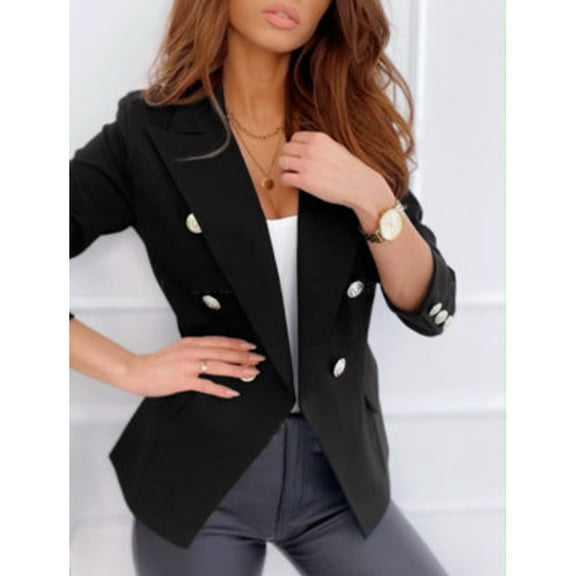 jjayotai Women's Casual Blazers, Plus Size Long Sleeve Open Front Work Office Fitted Solid Suit Jackets with Pockets