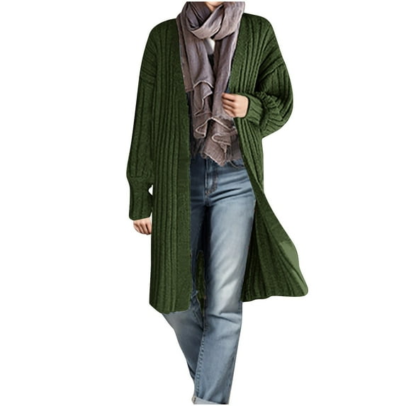 jjayotai Women's Long Cardigan, Fall Batwing Sleeve Sweater Loose Fit Rib Knit Open Front Cardigans Coat