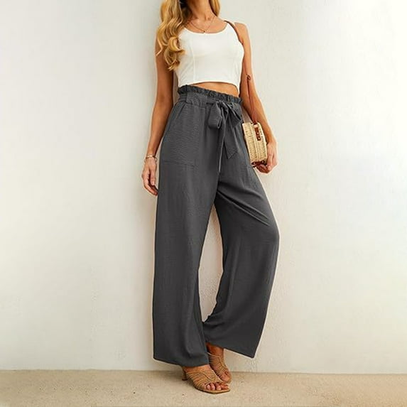 jjayotai Women's Sweatpants, Fall Winter Loose Casual And Comfortable Solid Color Flower Bud Waist Strap Pants