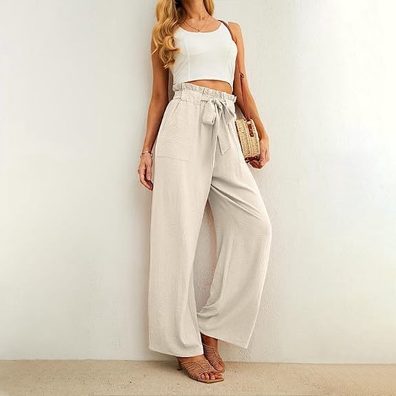 jjayotai Women's Sweatpants, Fall Winter Loose Casual And Comfortable Solid Color Flower Bud Waist Strap Pants