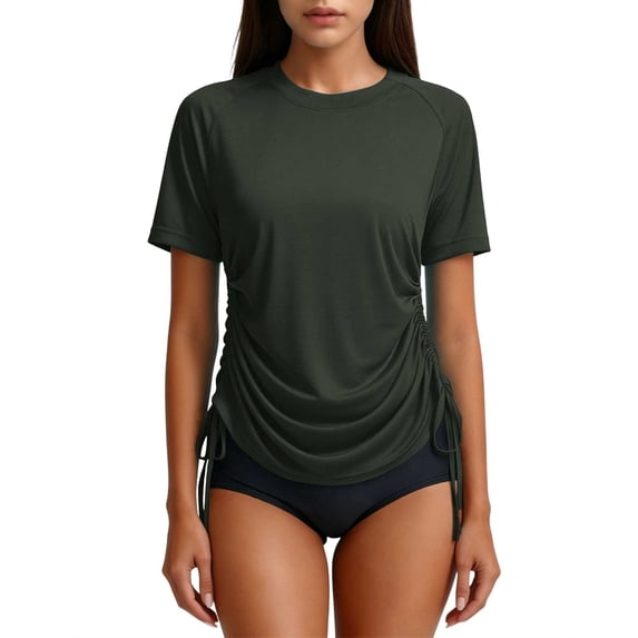 jjayotai Women's Swim Shirt Short Sleeve Rash Guard Sun Protection Swimming Swimsuit Bathing Suit Top Only