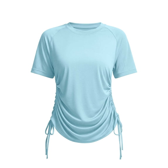 jjayotai Women's Swim Shirt Short Sleeve Rash Guard Sun Protection Swimming Swimsuit Bathing Suit Top Only