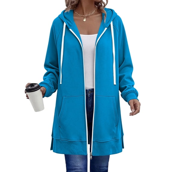 jjayotai Women's Zip up Hoodies Long Tunic Sweatshirts Oversized Fleece Casual Long Sleeve 2026 Fall Hoodie Jacket Coat