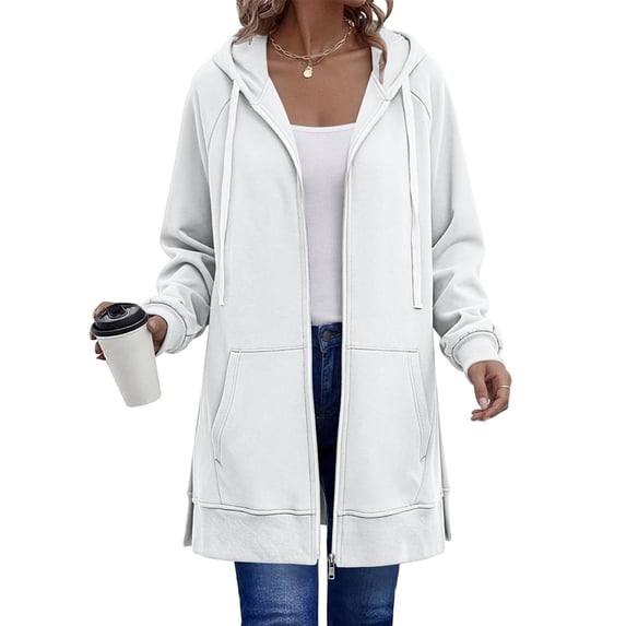 jjayotai Women's Zip up Hoodies Long Tunic Sweatshirts Oversized Fleece Casual Long Sleeve 2026 Fall Hoodie Jacket Coat