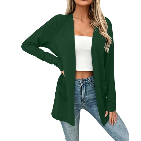 jjayotai Womens Casual Lightweight Cardigan Long Sleeve Open Front Cardigan Sweaters with Pockets
