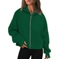 thumbnail image 1 of jjayotai Womens Casual Loose Hooded, Long Sleeve Zipper Solid Cardigan Blouse Thumb Sleeve Hoodie Sweatshirt Tops With Pocket, 1 of 7