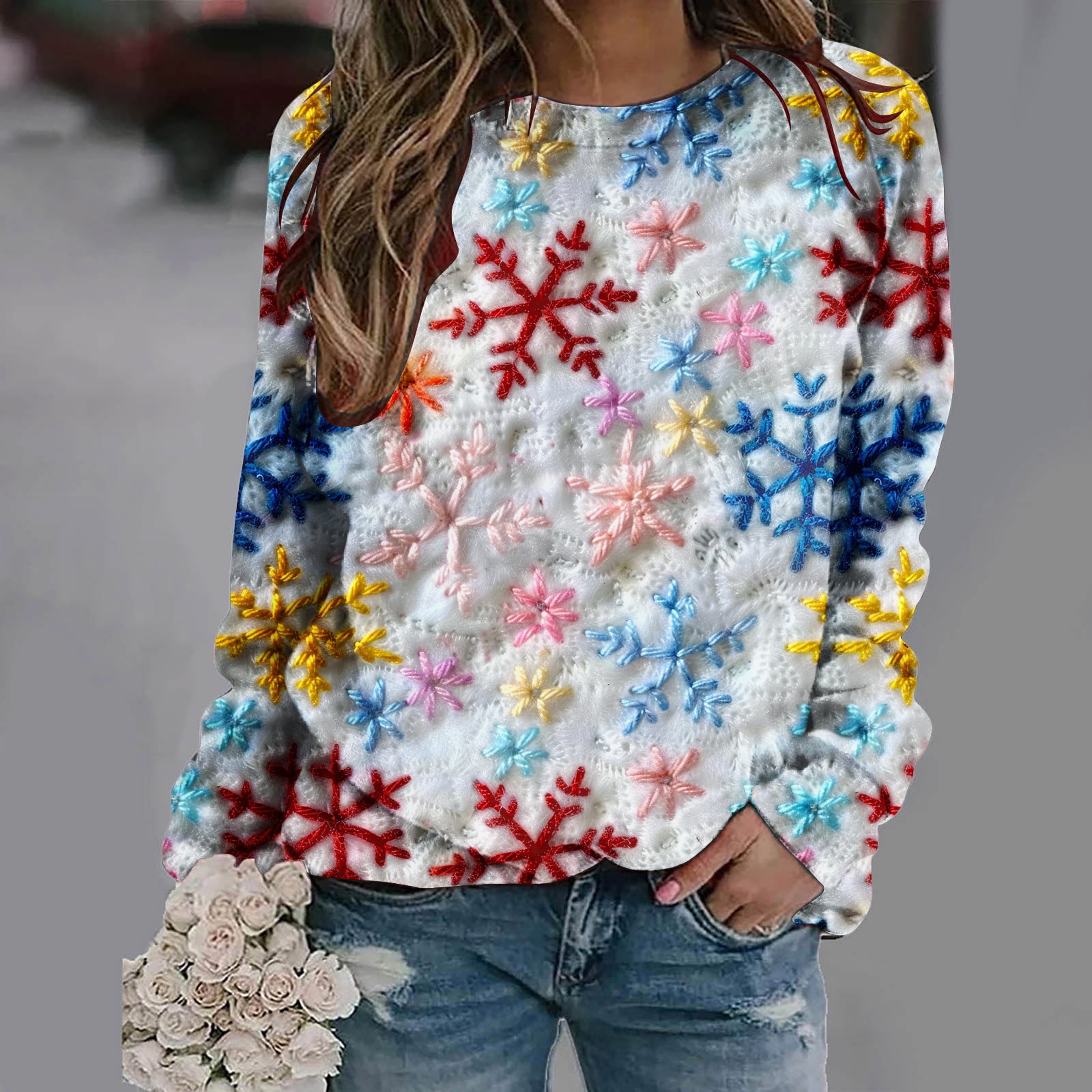 jjayotai Womens Christmas Sweatshirts, Cute Xmas Ugly 3D Graphic