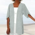 thumbnail image 1 of jjayotai Womens Coat Clearance Womens Fashion Casual Cardigan Lightweight Solid Color Half Sleeve Beach Vacation Essentials Kimono Swimsuits Cover Ups, 1 of 6