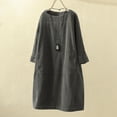 thumbnail image 1 of jjayotai Womens Dresses Women Vintage Pockets Corduroy Solid Color Long Sleeve Loose Casual Dress Flash Picks Dark Gray, 1 of 6