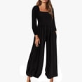 thumbnail image 1 of jjayotai Womens Jumpsuit, Casual Loose Jumpsuit Long Sleeved Wide Leg Trouser With Pockets Black XXXXXL, 1 of 6
