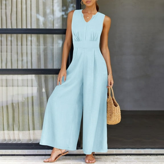 jjayotai Womens Jumpsuits, Fashion Summer Fall Solid Casual Sleeveless Loose Oversized Suspender Long Trousers pants