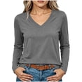 thumbnail image 1 of jjayotai Womens Long Sleeve Shirts V Neck Basic Tee Tops Dressy Casual Business Work Blouses Fall Outfits, 1 of 6
