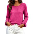 thumbnail image 1 of jjayotai Womens Long Sleeve Shitrs Fall Tshirts Ruffle Flowy Crew Neck Dressy Casual Blouses 2026 Trendy Cute Work Outfits, 1 of 6