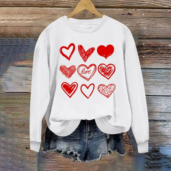 jjayotai Womens Long Sleeve Tops Clearance Women's Christmas Printed Round Neck Long Sleeved Top Loose Fitting Sweater