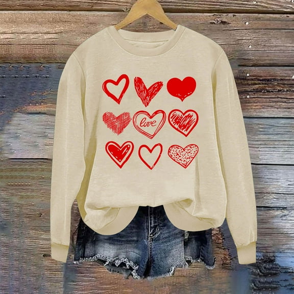 jjayotai Womens Long Sleeve Tops Clearance Women's Christmas Printed Round Neck Long Sleeved Top Loose Fitting Sweater