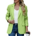thumbnail image 1 of jjayotai Womens Padded Shoulder Blazer, Fall Button Open Front Business Casual Long Sleeve Lapel Office Suit Jacket Green L, 1 of 8