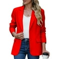 thumbnail image 1 of jjayotai Womens Padded Shoulder Blazer, Fall Button Open Front Business Casual Long Sleeve Lapel Office Suit Jacket Red XXL, 1 of 8