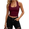 thumbnail image 1 of jjayotai Womens Sleeveless Tank Top Slim Fitted Scoop Neck Crop Tops Basic Racerback Cami Shirts Summer Casual Going out Blouses, 1 of 6