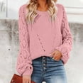 thumbnail image 1 of jjayotai Womens Sweater Clearance Women Casual Fashion Solid Hollow Out Pullover Long Sleeve Round-Neck Sweater, 1 of 1