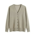 thumbnail image 1 of jjayotai Womens Sweater Clearance Women's Spring And Fall Classic Sweater Cardigan Solid V-neck Long Sleeve Plus Oversize Casual Button Down Open Front Cardigan Knitted Outer Tops, 1 of 1