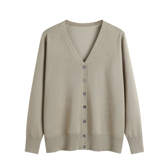 jjayotai Womens Sweater Clearance Women's Spring And Fall Classic Sweater Cardigan Solid V-neck Long Sleeve Plus Oversize Casual Button Down Open Front Cardigan Knitted Outer Tops