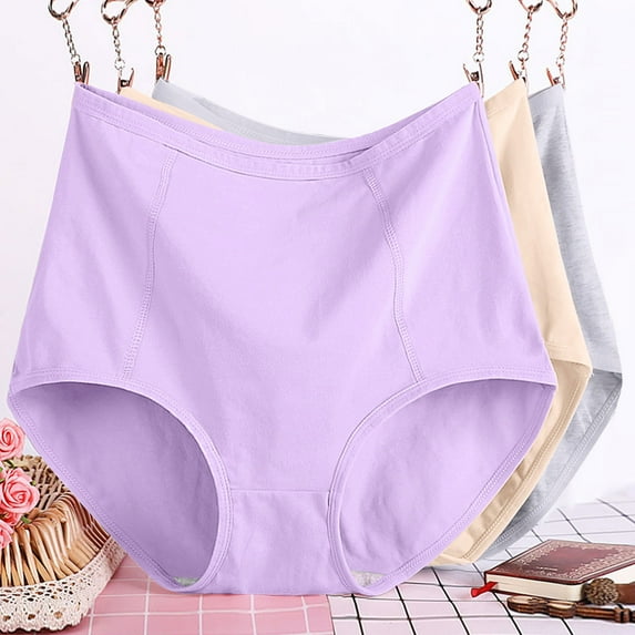 jjayotai Womens Underpants Clearance 3PC Women's Plus Size XL-6XL Solid Color High Waist Leak Proof Cotton Short Underwear Shorts