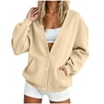 thumbnail image 1 of jjayotai Womens V Neck Button down Cardigan Sweatshirt Oversized Long Sleeve Open Front Loose Fitted Jacket with Pockets, 1 of 6