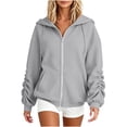 thumbnail image 1 of jjayotai Womens Zip up Hoodies Ruffle Long Sleeve Oversized Sweatshirts Trendy Casual Fashion Jacket with Pockets, 1 of 6