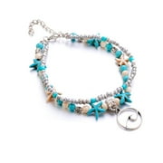 jjsgsee Female Gold Bracelets for Women Bangle Adjustable Boho Turquoise Beads Sea Turtle Anklet Beach Sandal Ankle Bracelet Charm Bracelet Kit Silver