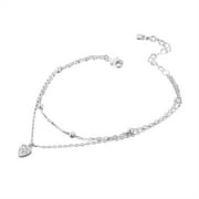 jjsgsee Female Sterling Silver Anklets for Women 12 Inches Women Girls Cartoon Sliver Cute Ankle Jewelry Gift for Women Girl Birthday Valentine's Day Anniversary Charm Bracelet Chain with Clasp