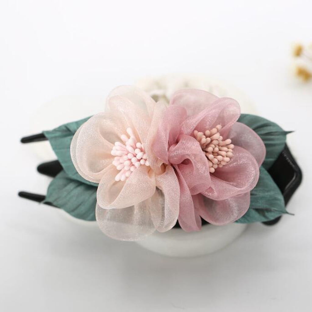 jjsgsee Hair Clips for Styling Double Flower Hair Clip Flexible Durable