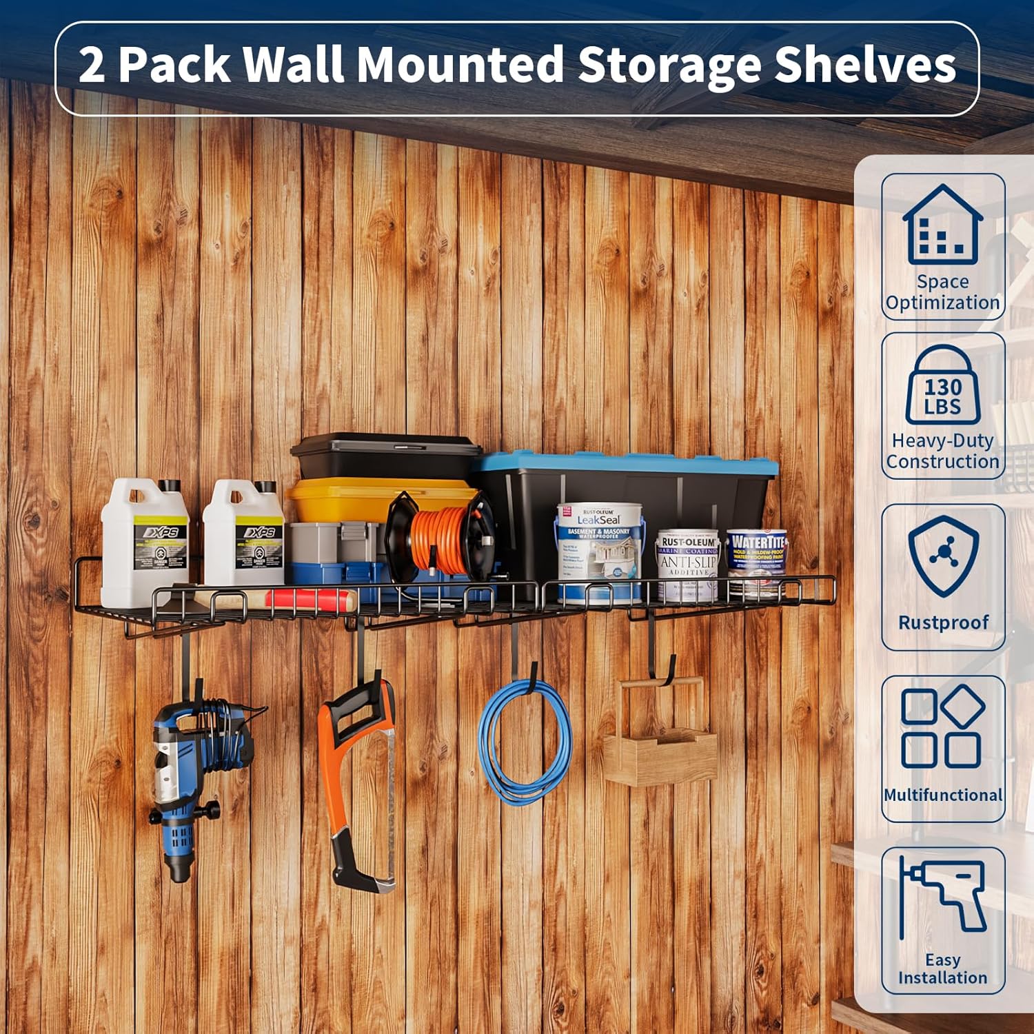 jkfgvhop 4 Pack Garage Wall Shelf Garage Wall Mounted Heavy Duty ...