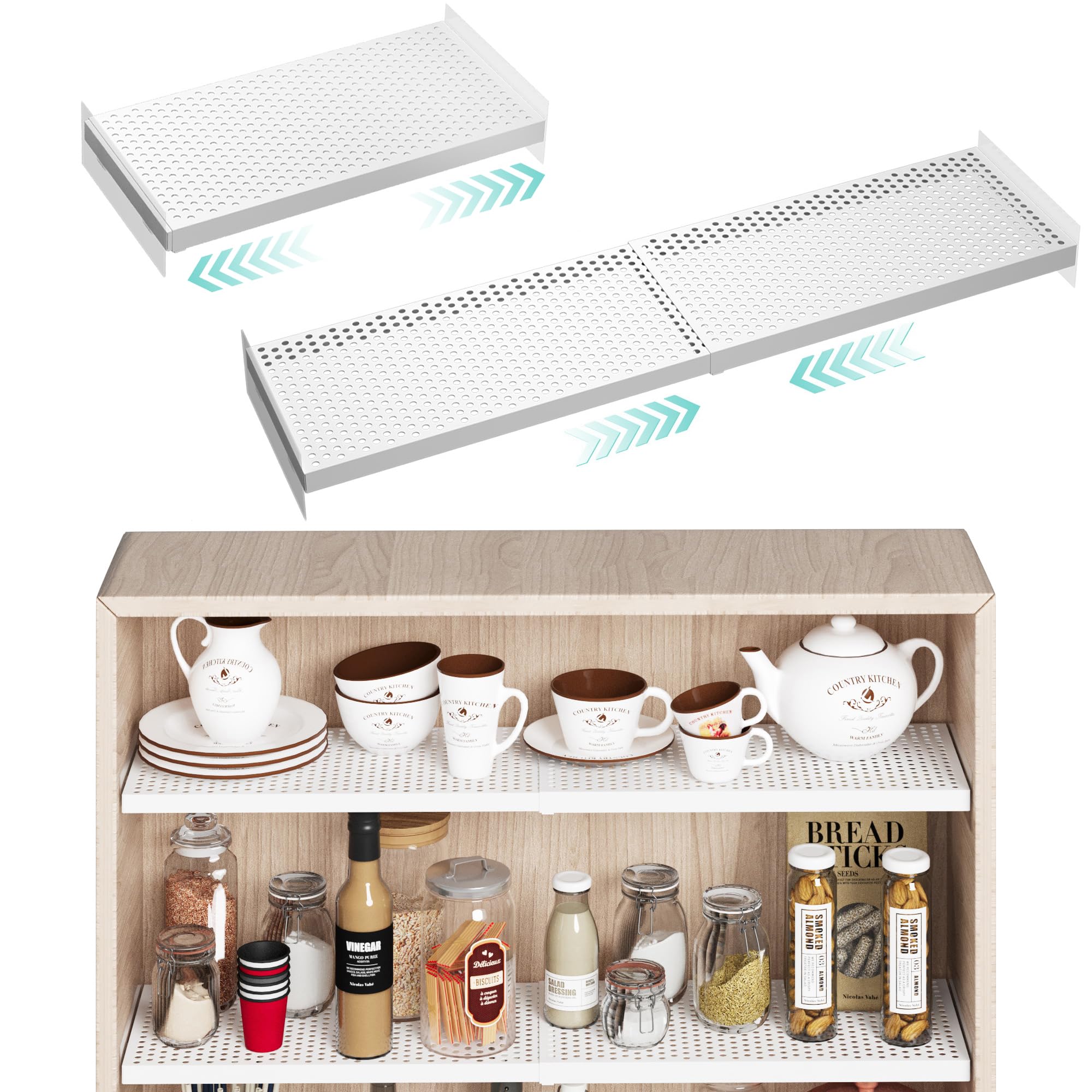 jkxoo 2Pack Expandable Tension Shelf, HeavyDuty Metal Closet