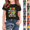 thumbnail image 1 of jobturf 100th Day of School Shirt Girls Trendy Cute Graphic Tees Uniform Workout Tops Summer Short Sleeve Shirts Size 2-14 Years, 1 of 6