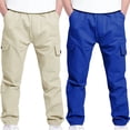 thumbnail image 1 of jobturf 2 Pack Boys Cargo Pants Elastic Waist Baggy Active Elastic Bottom Joggers Slim Fit Casual Comfy Husky Pants with Multi Pockets, 1 of 8