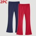 thumbnail image 1 of jobturf 2 Pack Girls Leggings Kids Flare Straight Leg Elastic Waist Waistband Tights Casual Bell Bottom Workout Yoga Pants for Teens 3-14 Years, 1 of 3