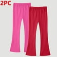 thumbnail image 1 of jobturf 2 Pack Girls Leggings Kids Flare Straight Leg Elastic Waist Waistband Tights Casual Bell Bottom Workout Yoga Pants for Teens 3-14 Years, 1 of 8
