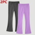 thumbnail image 1 of jobturf 2 Pack Girls Leggings Kids Flare Straight Leg Elastic Waist Waistband Tights Casual Bell Bottom Workout Yoga Pants for Teens 3-14 Years, 1 of 3
