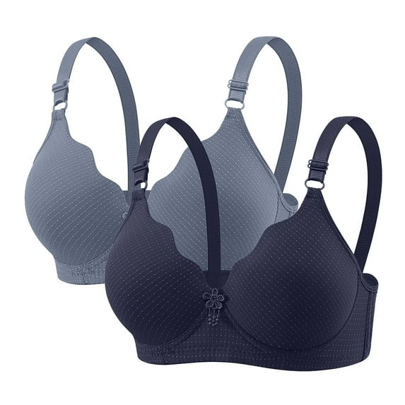 jobturf 2 Pack Sports Bras for Women Comfort Lightly Padded Push Up Bra Smoothing wireless Support Workout Breathable T-Shirt Bras