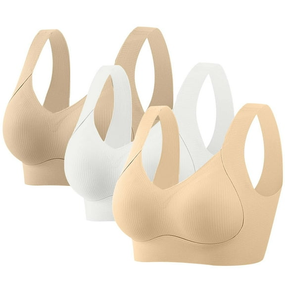 jobturf 3 Pack Bras for Women Wireless Jelly Plus Size Supportive Seamless Bralettes Full Coverage Push Up Comfortable No Underwire Tshirt Bras