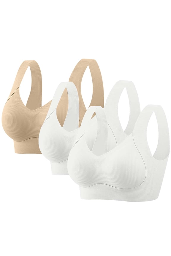 3 Pack Bras for Women Wireless Jelly Plus Size Supportive Seamless Bralettes Full Coverage Push Up Comfortable No Underwire Tshirt Bras